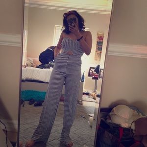 Cute blue striped jumpsuit